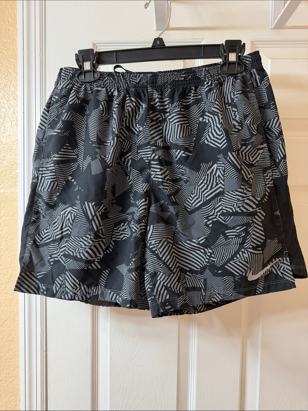 Nike Black & Gray Geometric Print Running Shorts